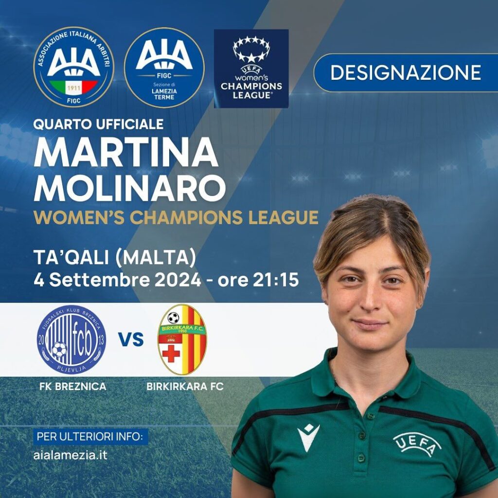 Martina in Champions League Femminile! - 5 - AIA – Sezione di Lamezia Terme Martina in Champions League Femminile! - 4 - AIA – Sezione di Lamezia Terme