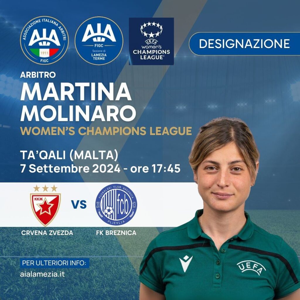 Martina in Champions League Femminile! - 7 - AIA – Sezione di Lamezia Terme Martina in Champions League Femminile! - 6 - AIA – Sezione di Lamezia Terme